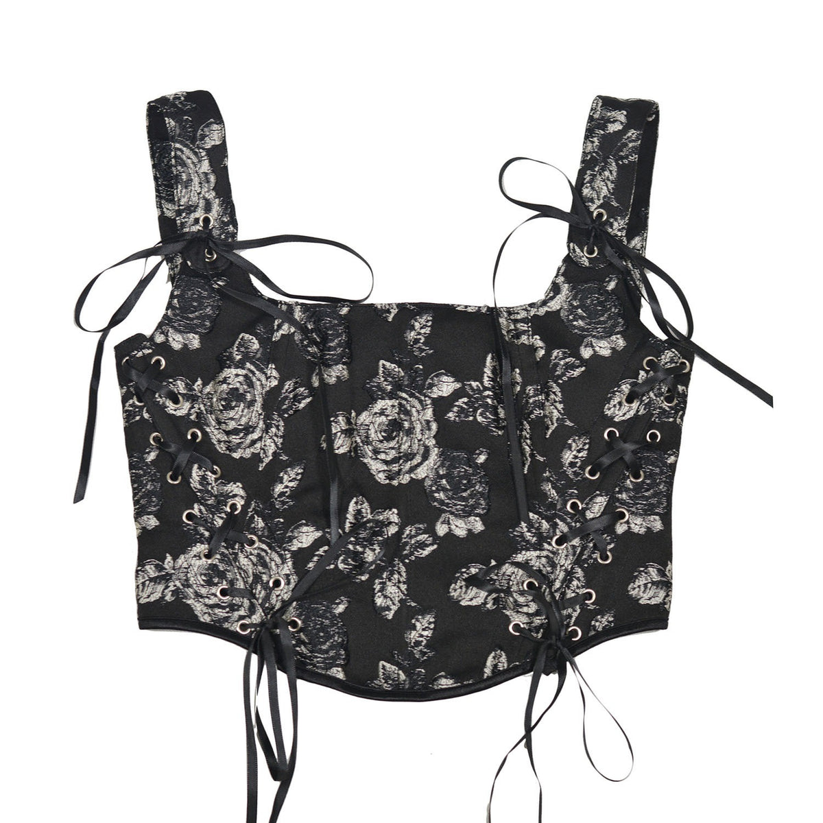 Corsetto Vintage Floreale Bslingeire – Crop Top Con Allacciatura, Taglie XS-XXL, Stile Retrò