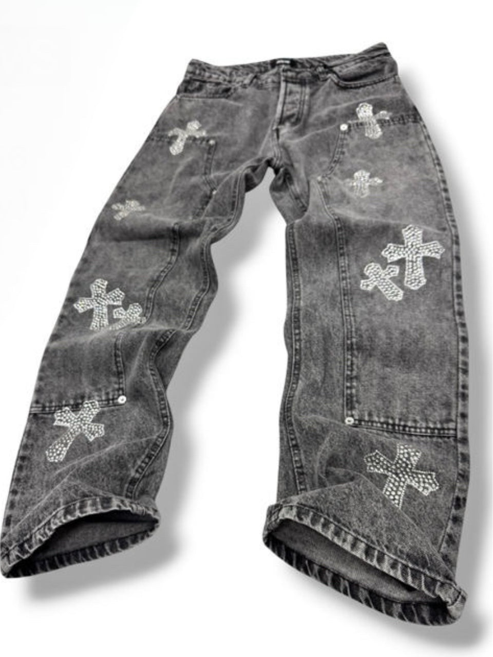 Jeans cross strass baggy uomo
