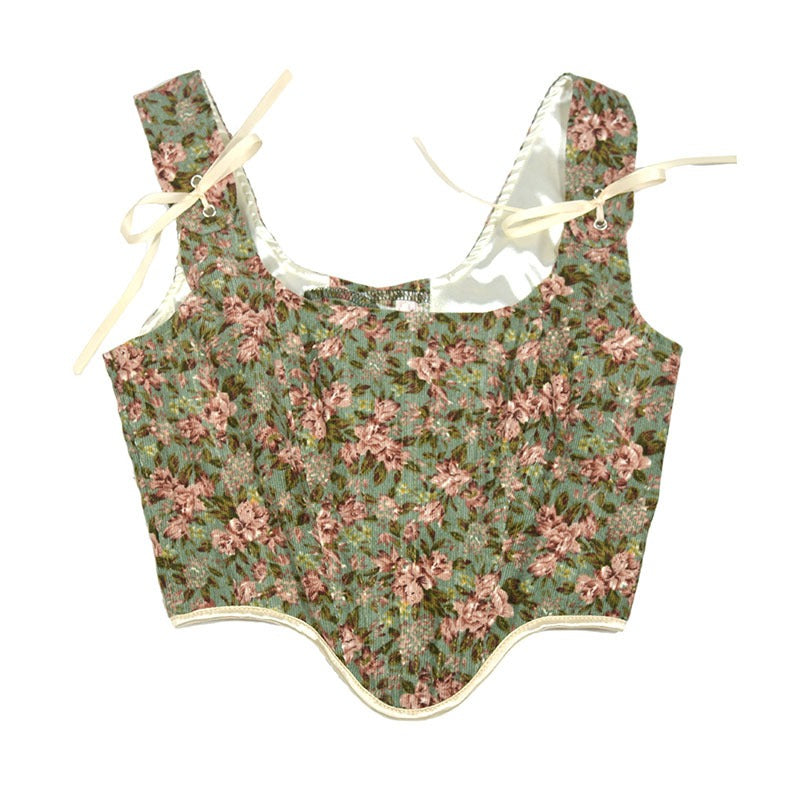 Corduroy European and American outerwear fishbone corset women corset court French style