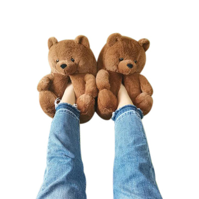 Teddy Bear Slippers Floor Home Plush Thick Cotton Warm Shoes eprolo BAD PEOPLE