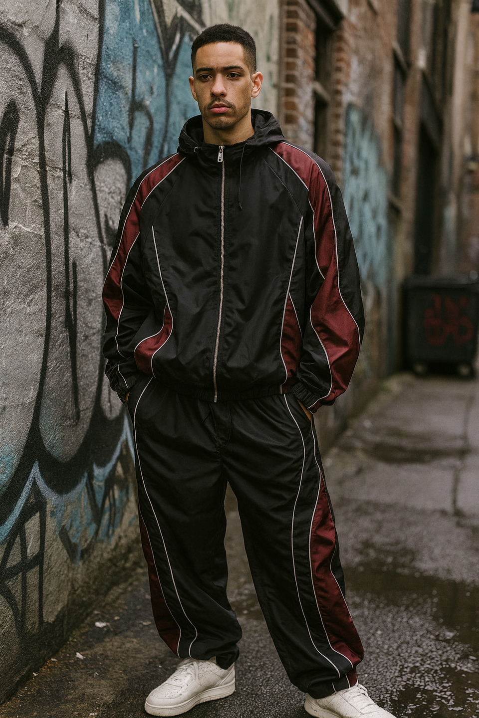 Completo tuta nylon 90s nero