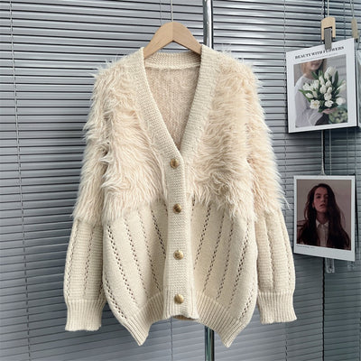 Winter Loose Fake Mink Fleece Patchwork Knitting Long Sleeve eprolo BAD PEOPLE