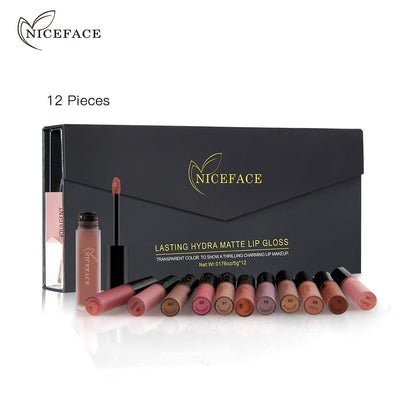 Gift Box Niceface 12 Color Lip Gloss Set Not Fade Matte Matte Lipstick eprolo BAD PEOPLE