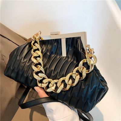 Women's Bag Trend Fashionable Thick Chain Crossbody Bags Striped Leather Ladies Hand Bags Luxury Evening Shoulder Bag Woman eprolo BAD PEOPLE