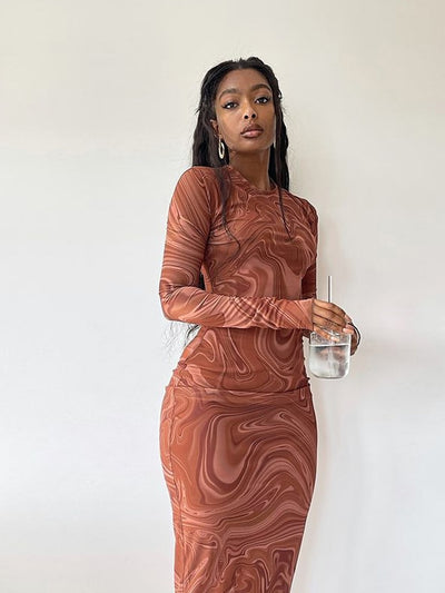Long Sleeve Bodycon Dresses For Women Evening Party Clothes O-neck Mid Calf Sexy Vestidoes De Mujer One Piece Outfits Streetwear eprolo BAD PEOPLE