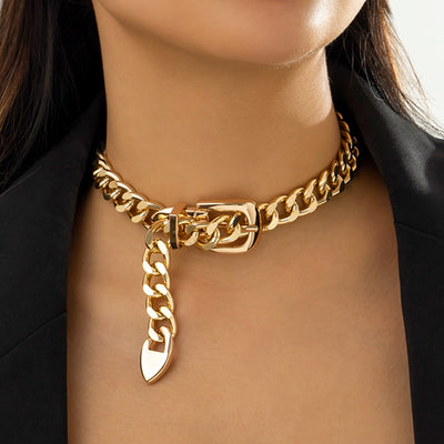 Heavy Metal Belt Choker Necklace for Women eprolo BAD PEOPLE