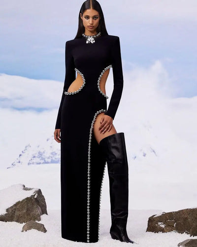 Abito Morena lungo sbambato donna Black MUST HAVE