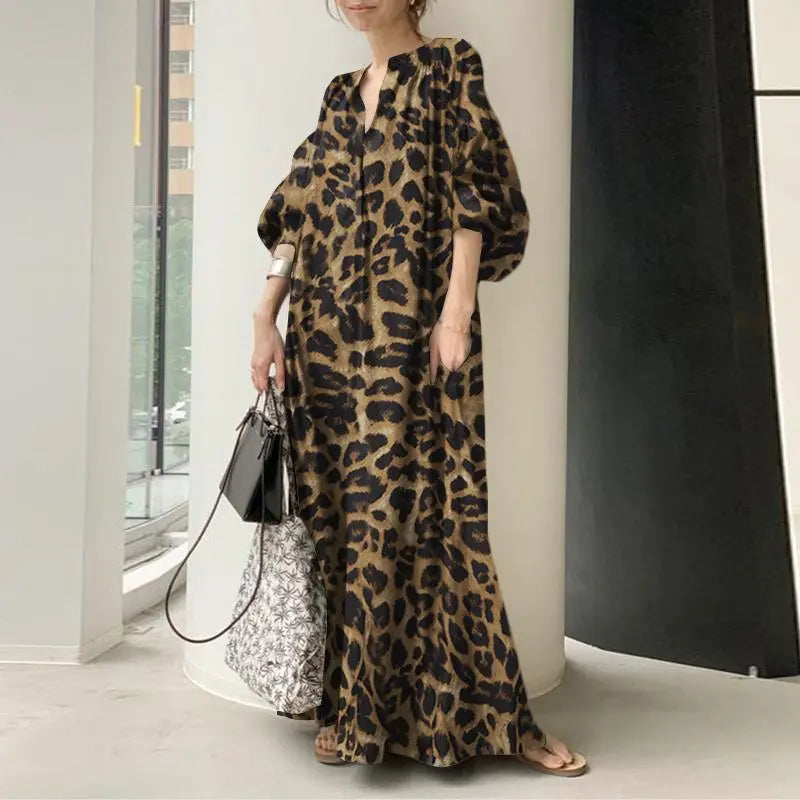 Animal print long dress for women
