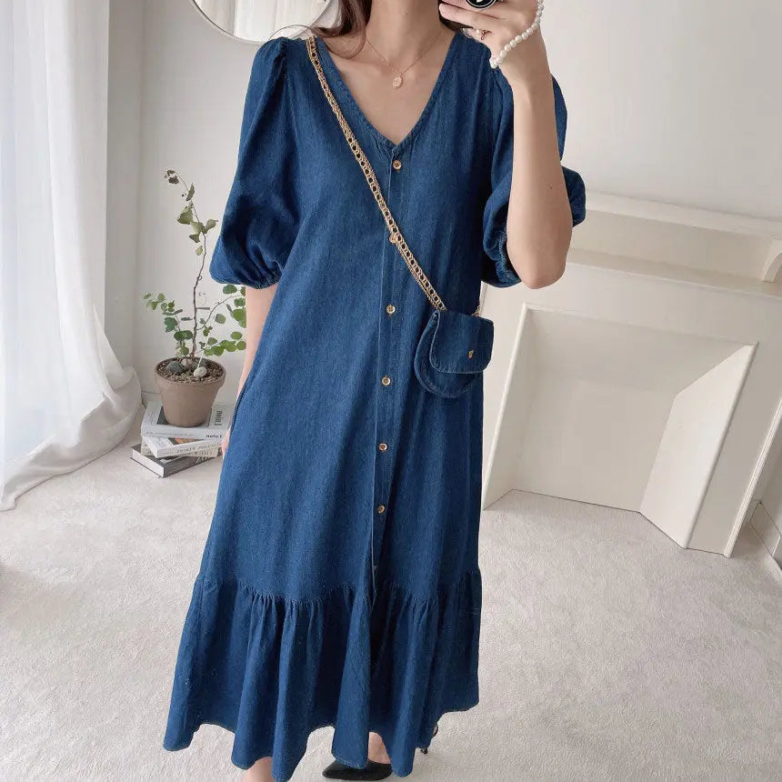 Women's long light jeans dress
