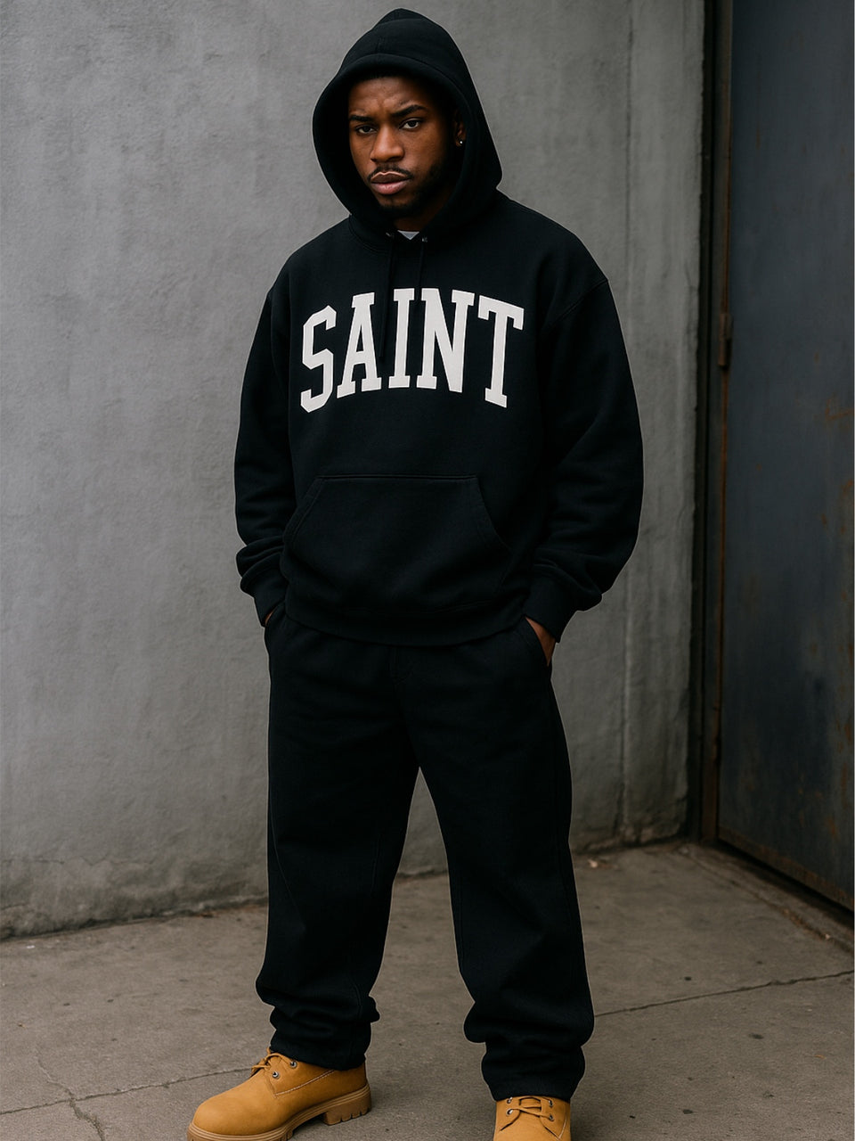 Felpa hoodie drip SAINT nero