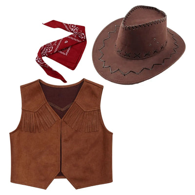 Kids Boys Western Cowboy Vest Brown KIDS