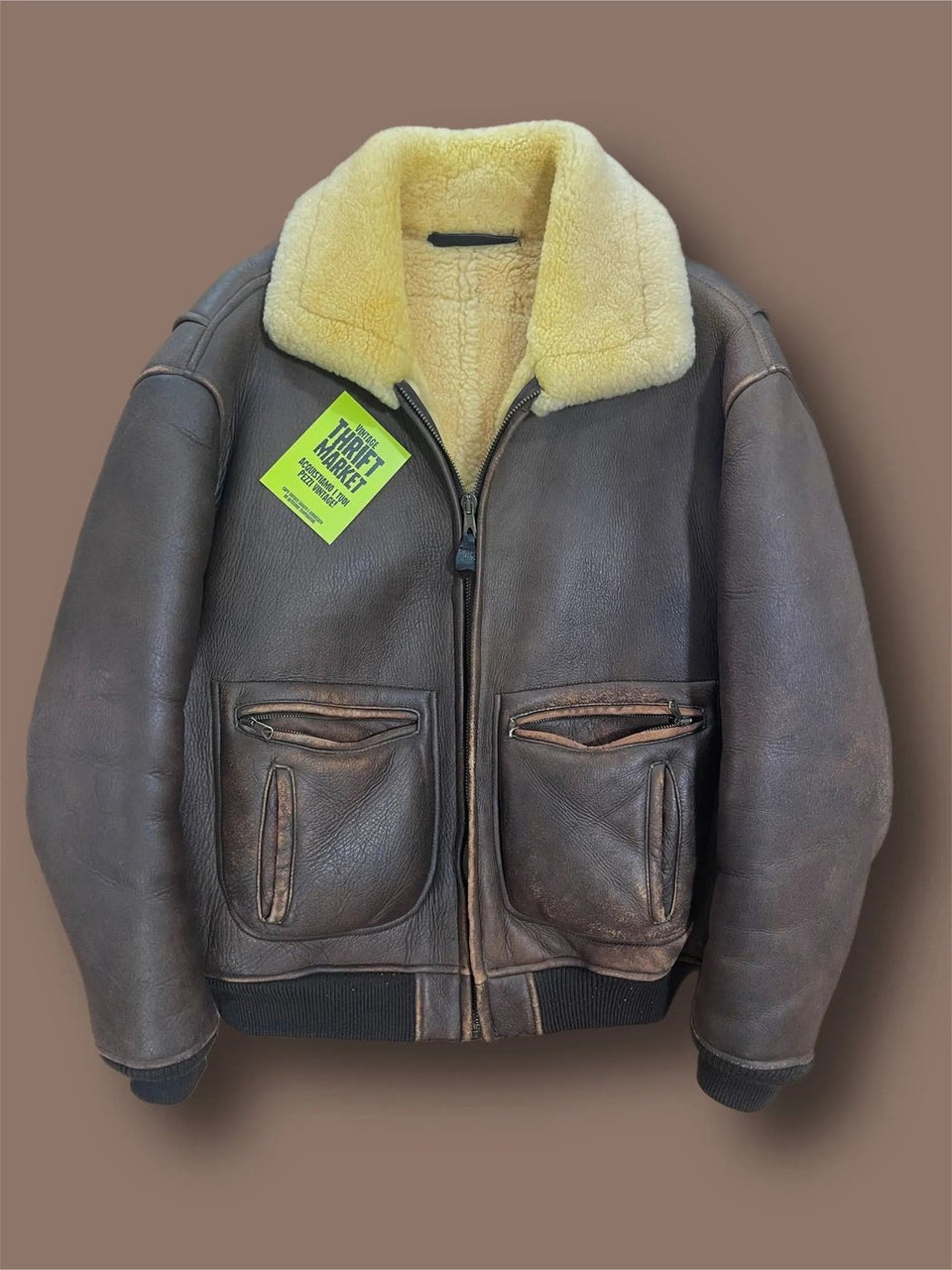 Montone Vintage Vero Shearling bomber tg M