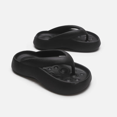 Platform Flip Flop Flat Heel Wedges Slipper ciabatta donna black 2 MUST HAVE