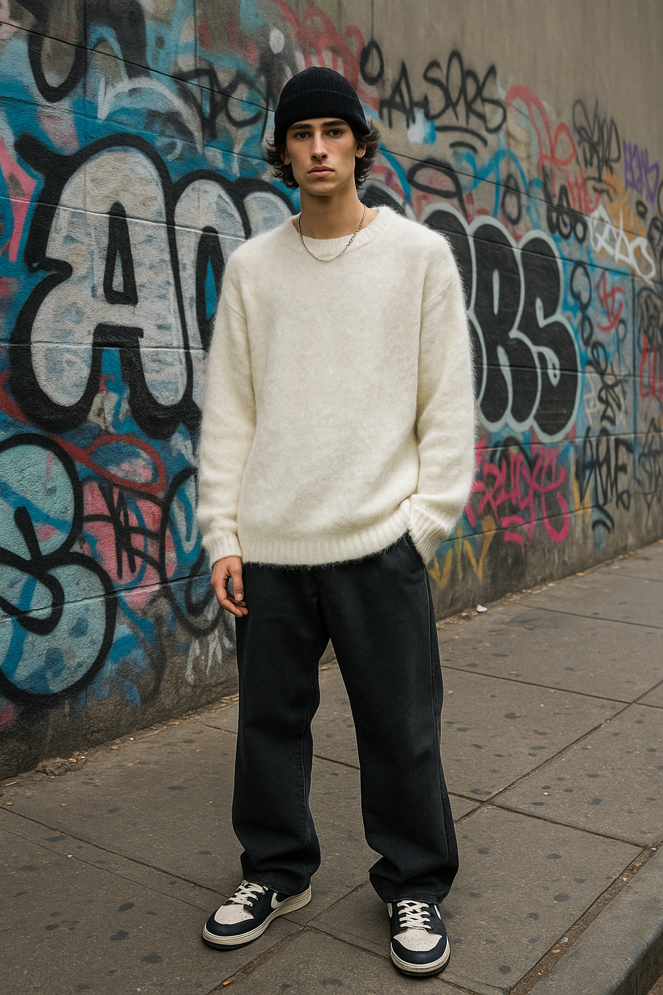 Maglione distressed uomo bianco