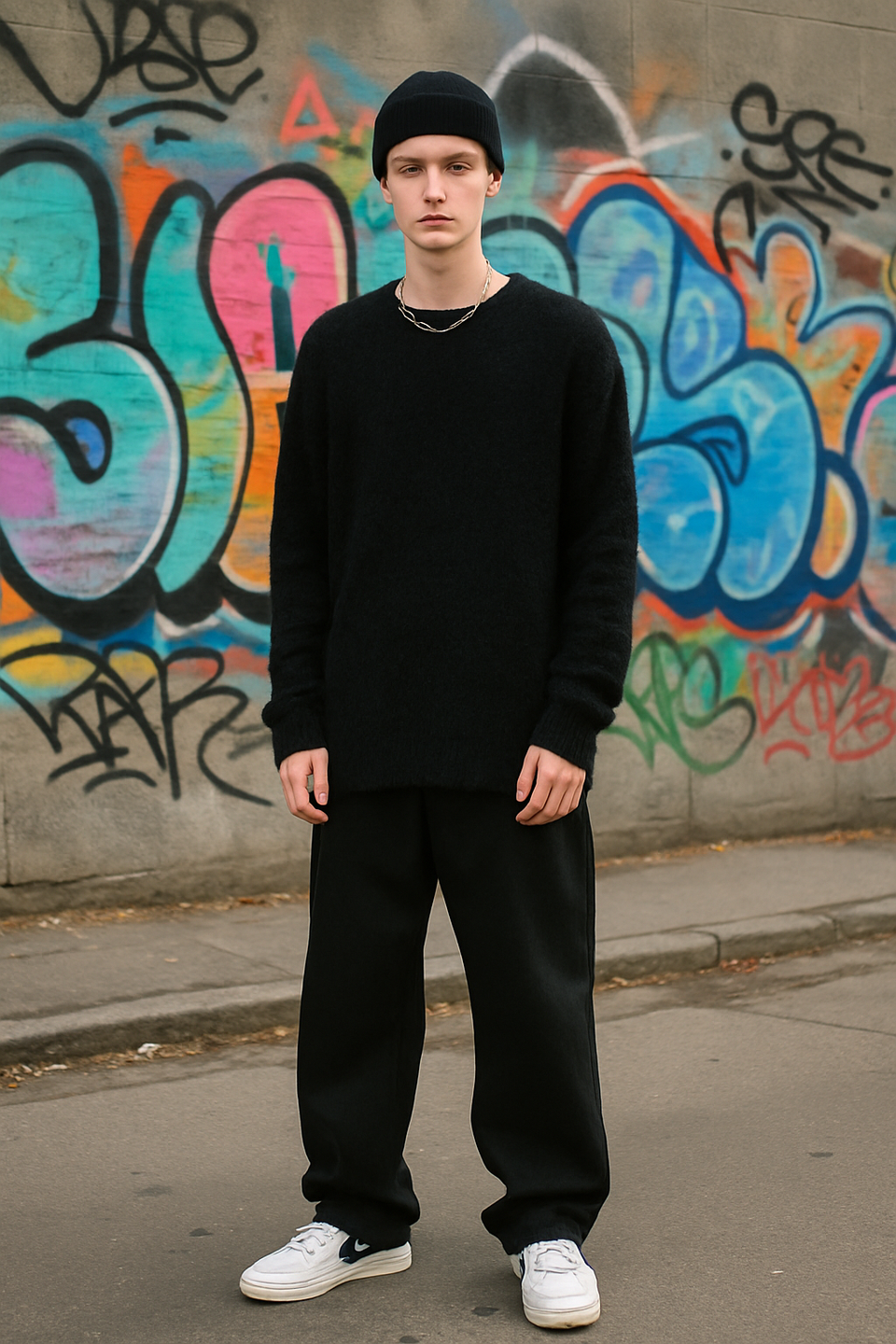 Maglione distressed uomo nero