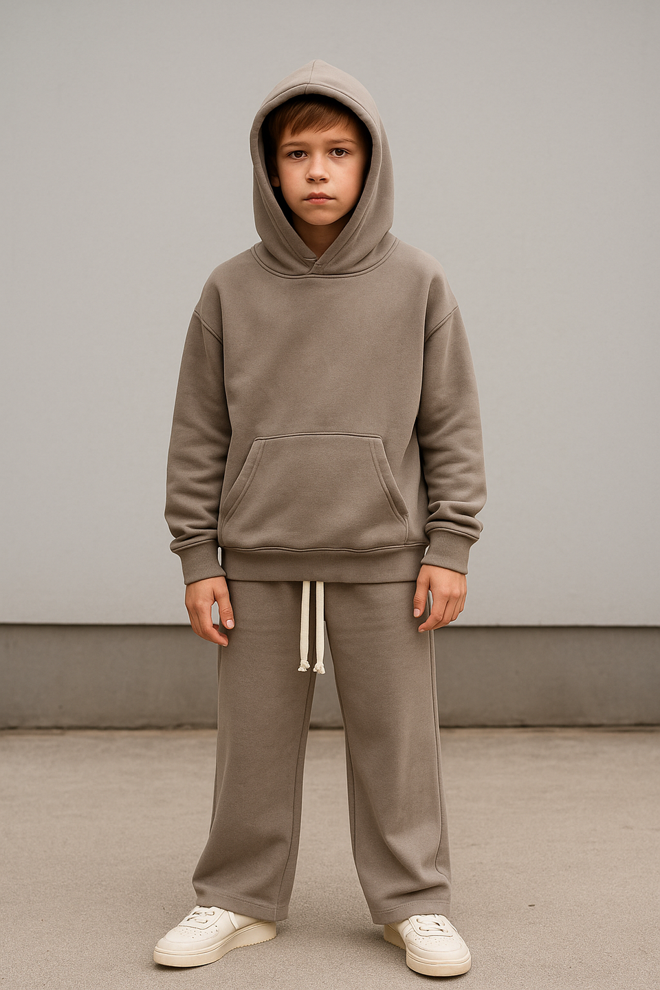 Completo fondo largo  felpa drip basic bambino Grigio