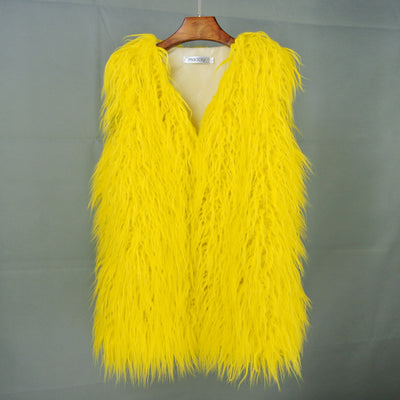 Gilet Pelliccia donna ecologica colors Yellow MUST HAVE