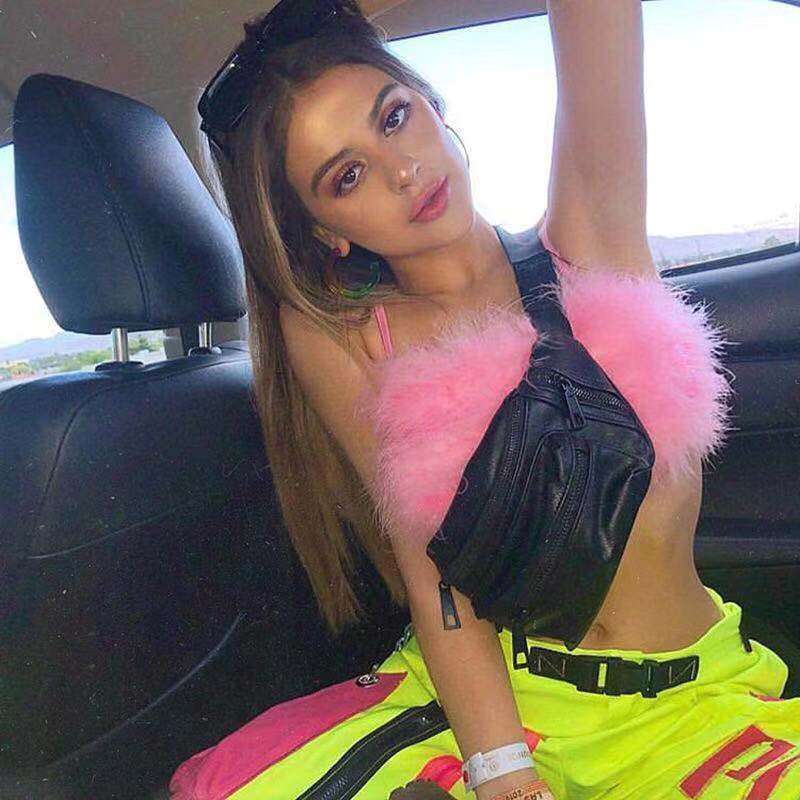 European And American Sexy Pink Plush Camisole Women