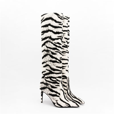 Tiger Print Boots 9cm High Heels black white MUST HAVE