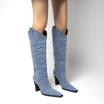 Stivale tacco in jeans Clara donna Blue MUST HAVE