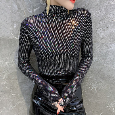 Maglia glitter sequin donna lupetto MUST HAVE