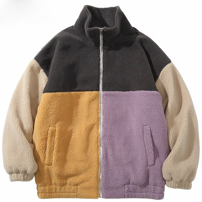 Streetwear Jacket Coat Block teddy bomber uomo Hype