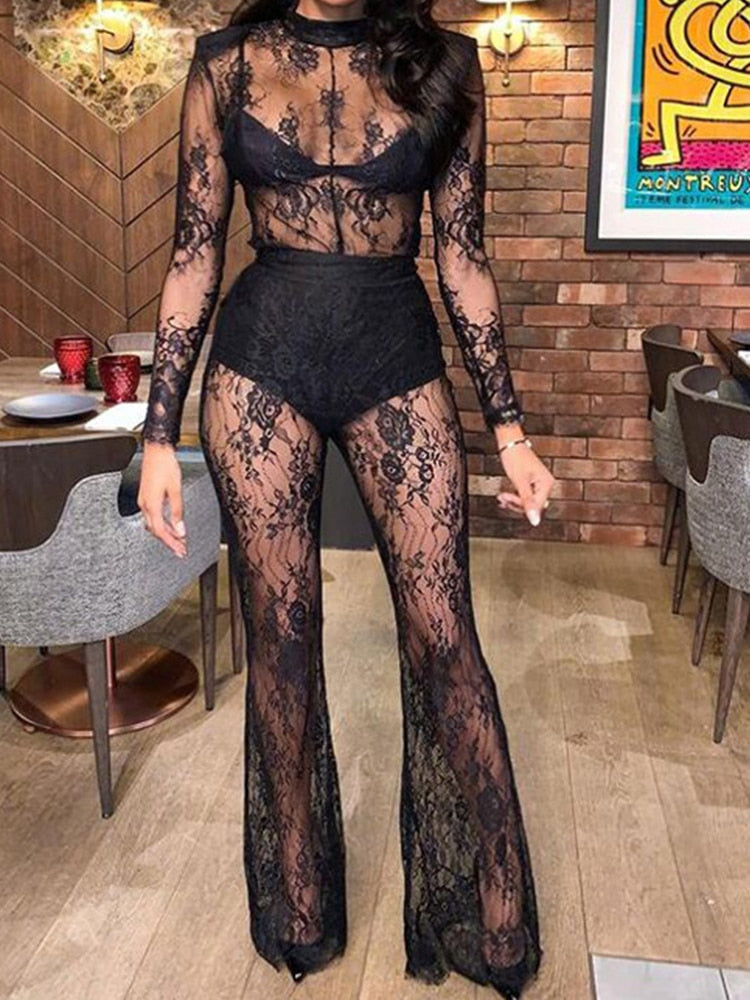 Hallow Out Lace Jumpsuit Women