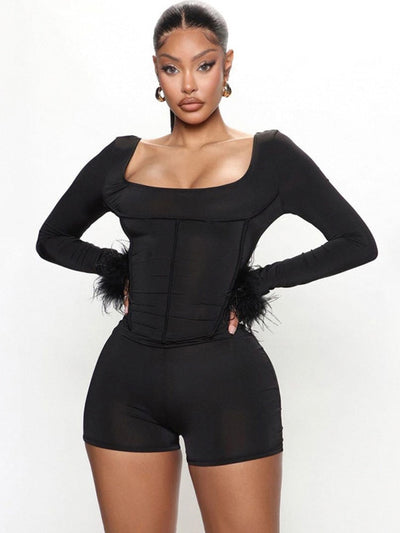 Black Square Collar Backless Jumpsuit MUST HAVE