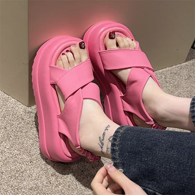 Sandali slippers platform donna rose red MUST HAVE
