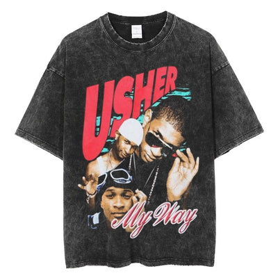 T Shirt Hip Hop Streetwear Ripped Washed uomo Black 2 Hype