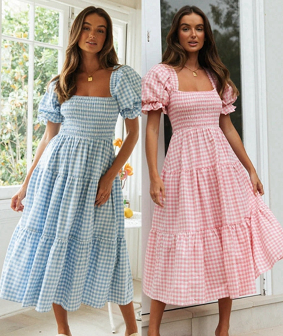 Women's long checked dress
