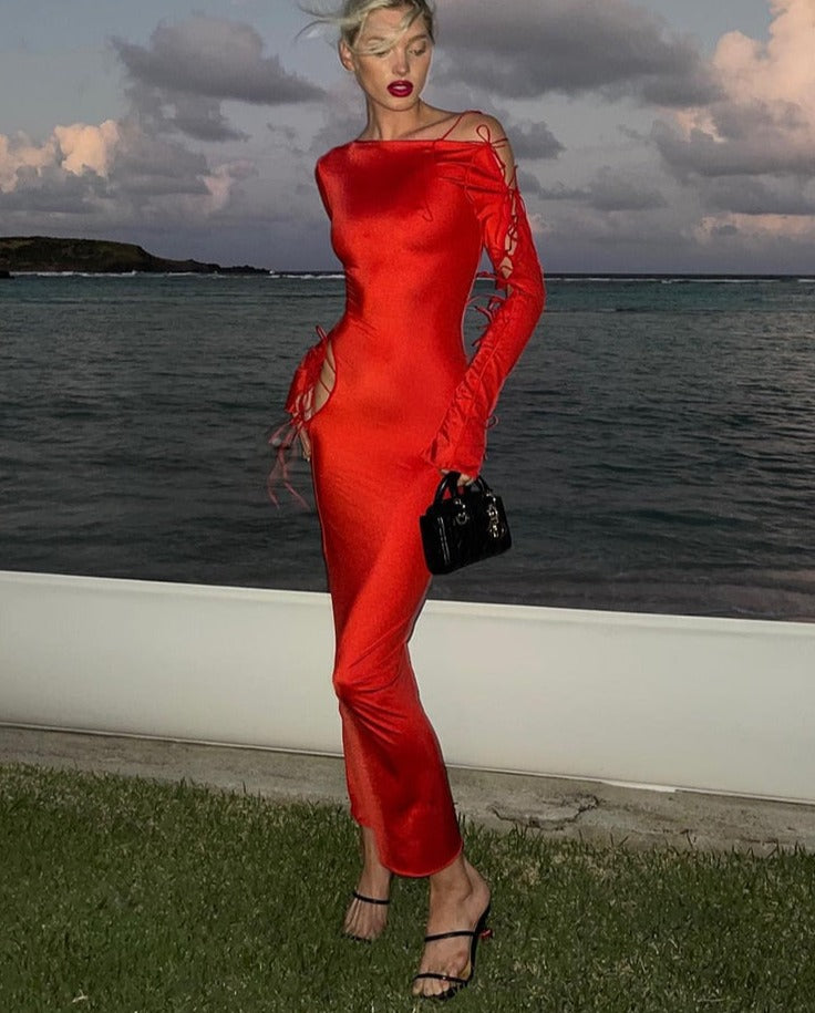 Abito lungo Ava stringato