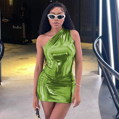 Solid Color Sleeveless Buttock Dress Green MUST HAVE