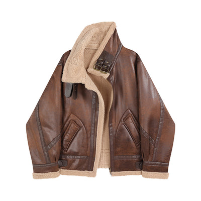 Lamb Fur Collar Jacket Women Winter Brown MUST HAVE