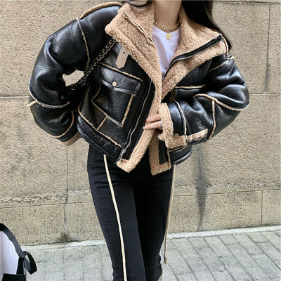 Motorcycle Jacket montone ecologico donna Black MUST HAVE