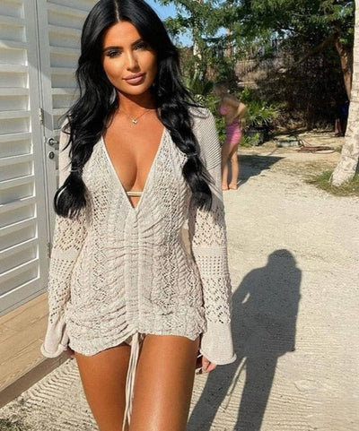 Abito corto donna scollato Hannah Khaki MUST HAVE