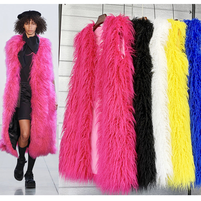 Women's Long Beach Wool Fur Vest